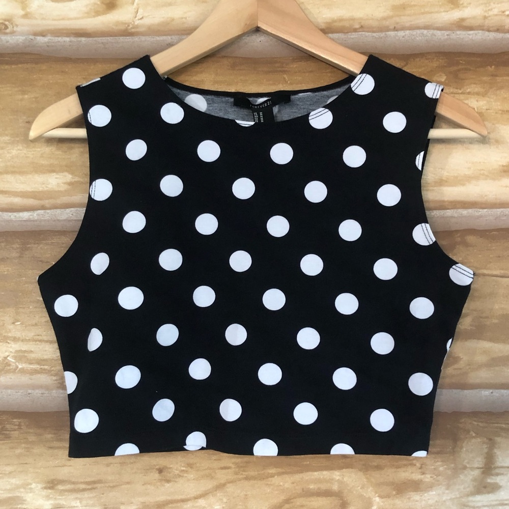 Forever 21 polka dot sleeveless crop top Jr size M